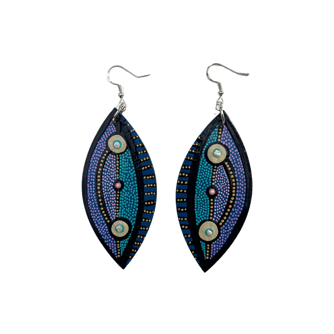 Handpainted Wooden Earrings by Ivy Minniecon