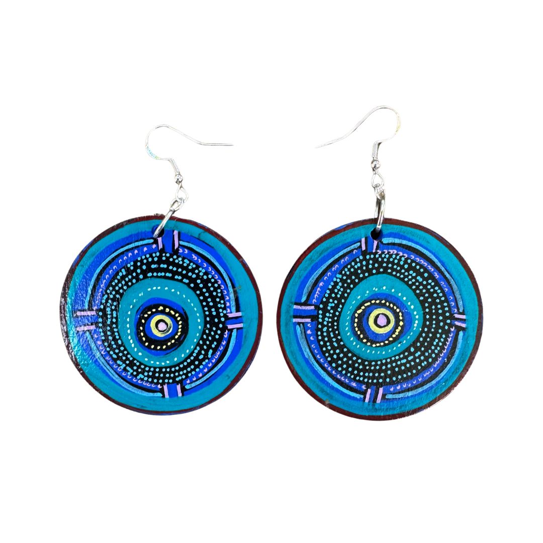 Handpainted Wooden Earrings by Ivy Minniecon