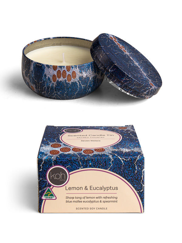 Aboriginal Scented Lemon & Eucalyptus Candle Tin