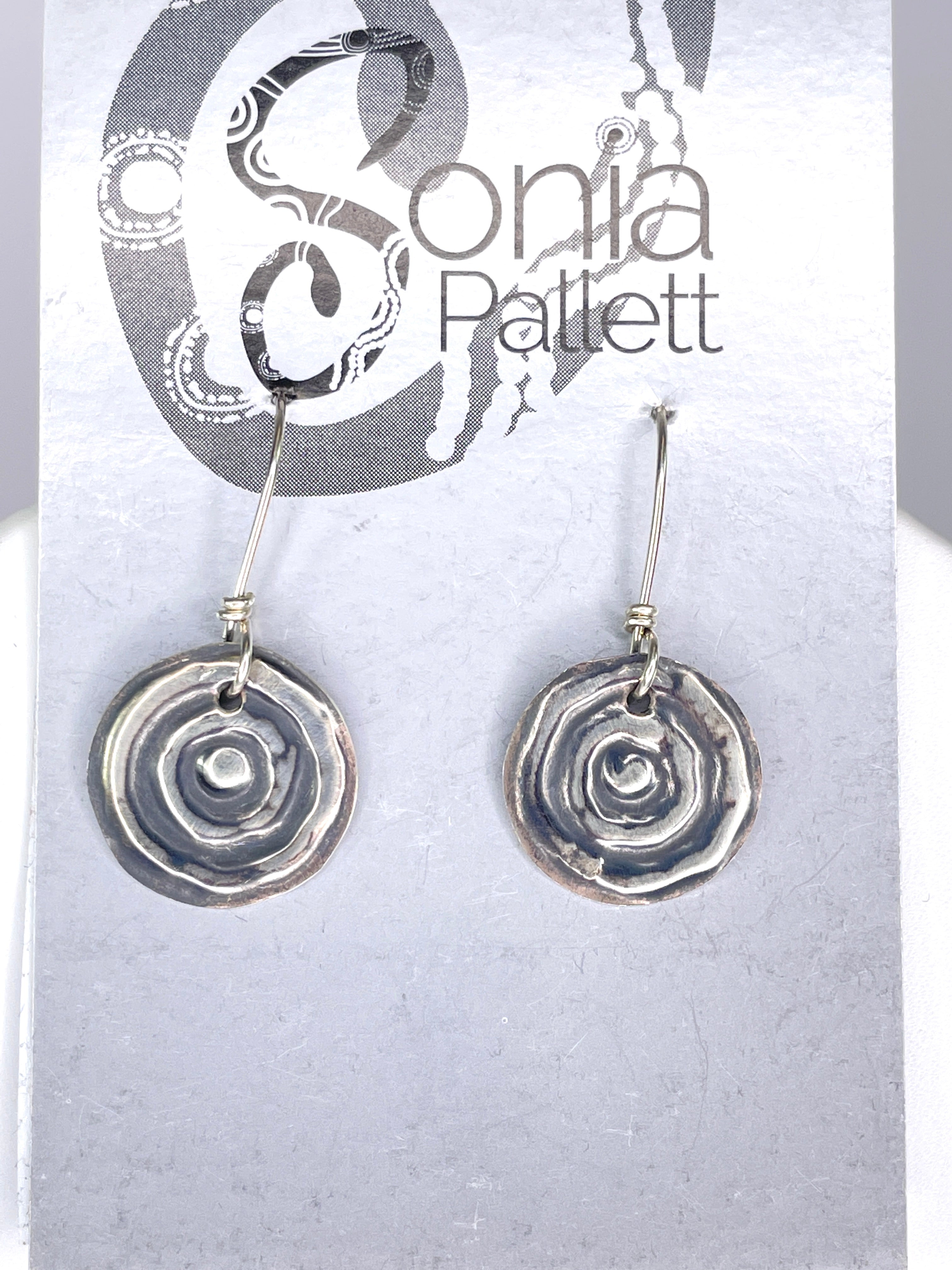 Ngulburnan, Yuriyawi “Waterhole” Sterling Silver Earrings by Sonia Pallett